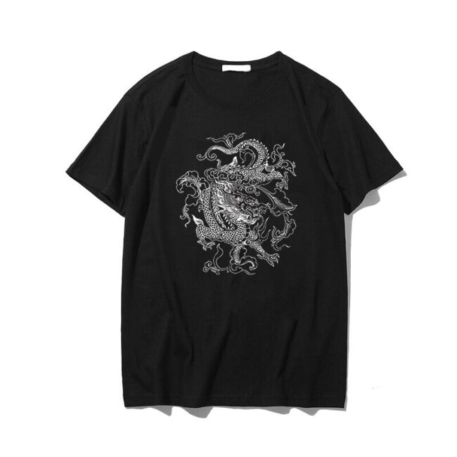 Goth Tshirt Dragon Print | Gothic Punk Clothes | Y2K Short Sleeve Tee 4