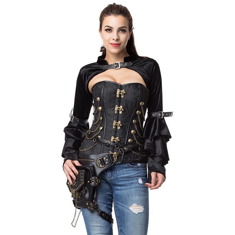 Women's Gothic Black Velvet Ruffle Jacket with Long Flare Sleeves Steampunk Style Women's Gothic Black Velvet Ruffle Jacket with Long Flare Sleeves Steampunk Style