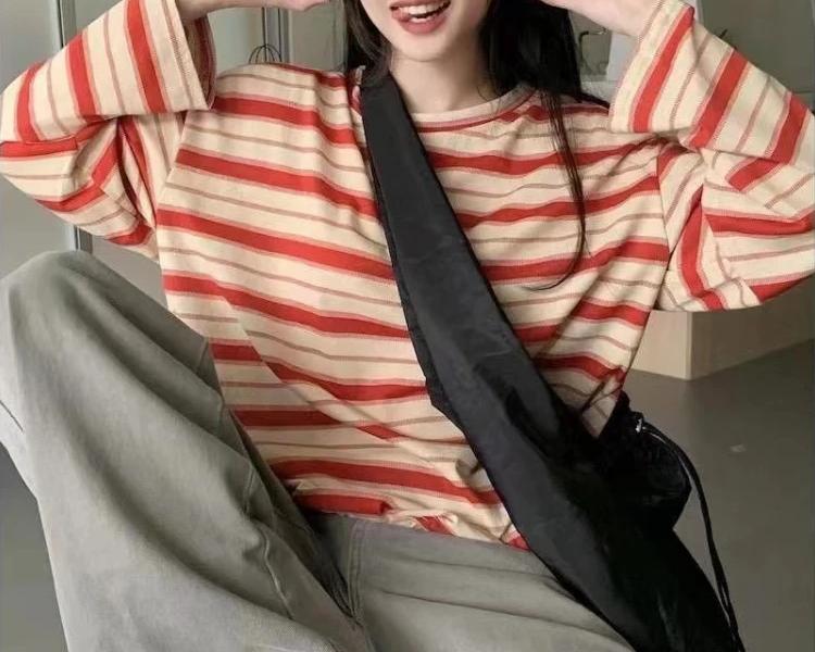 Women Sweatshirt Long Sleeve Y2k women's clothing Anime Hoodies Striped T Shirt Harajuku Streetwear Pullovers Women Tops jackets